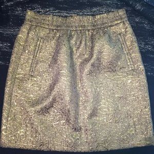 Ann Taylor LOFT Gold Embroidered Skirt Size PS